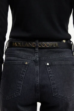 Clearance Abbot Leather Belt (Black Gold) Women Belts|Belts