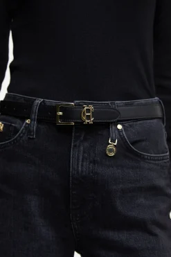 Clearance Abbot Leather Belt (Black Gold) Women Belts|Belts