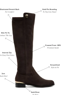 Discount Albany Knee Boot (Chocolate Suede) Women Boots