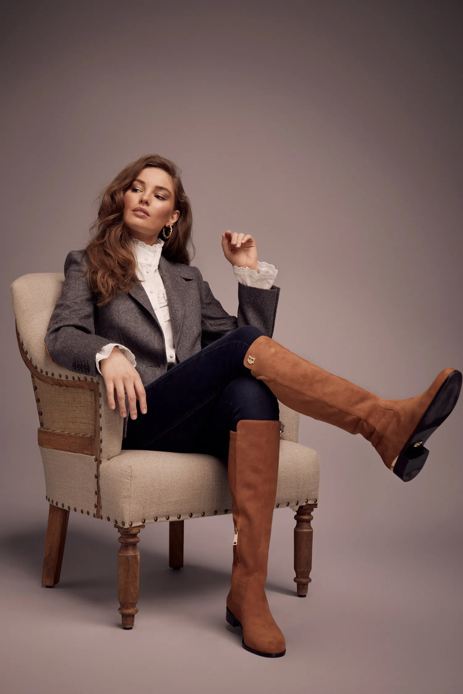 Hot Albany Knee Boot (Tan Suede) Women Boots