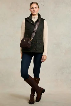 Discount Alma Wax Gilet (Dark Olive) Women Gilets