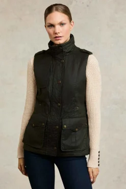 Discount Alma Wax Gilet (Dark Olive) Women Gilets