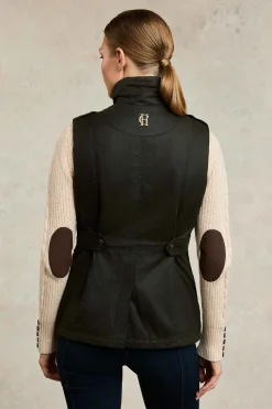 Discount Alma Wax Gilet (Dark Olive) Women Gilets
