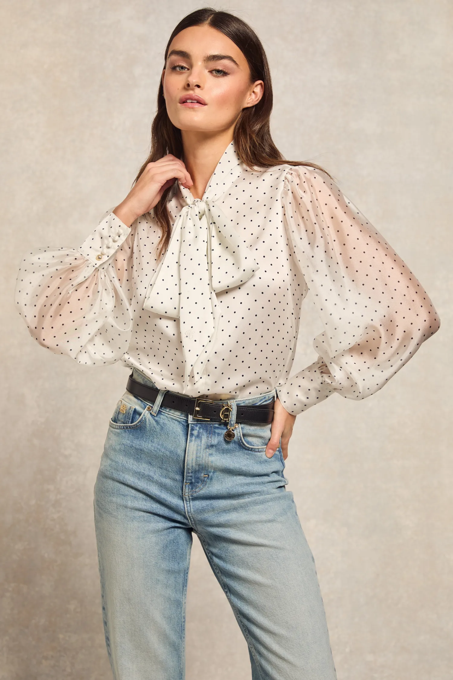 New Ariella Blouse (White Polka Dot) Women Court Shoe|Shirts & Blouses