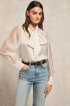 New Ariella Blouse (White Polka Dot) Women Court Shoe|Shirts & Blouses