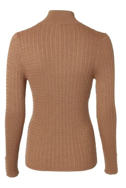 New Ava Quarter Zip Knit (Dark Camel Marl) Women Knitwear