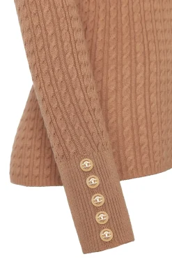 New Ava Quarter Zip Knit (Dark Camel Marl) Women Knitwear