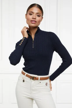 Online Ava Quarter Zip Knit (Ink Navy) Women Knitwear
