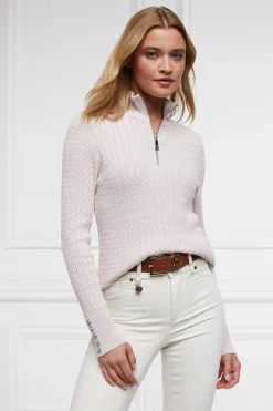 Clearance Ava Quarter Zip Knit (Soft Pink) Women Knitwear