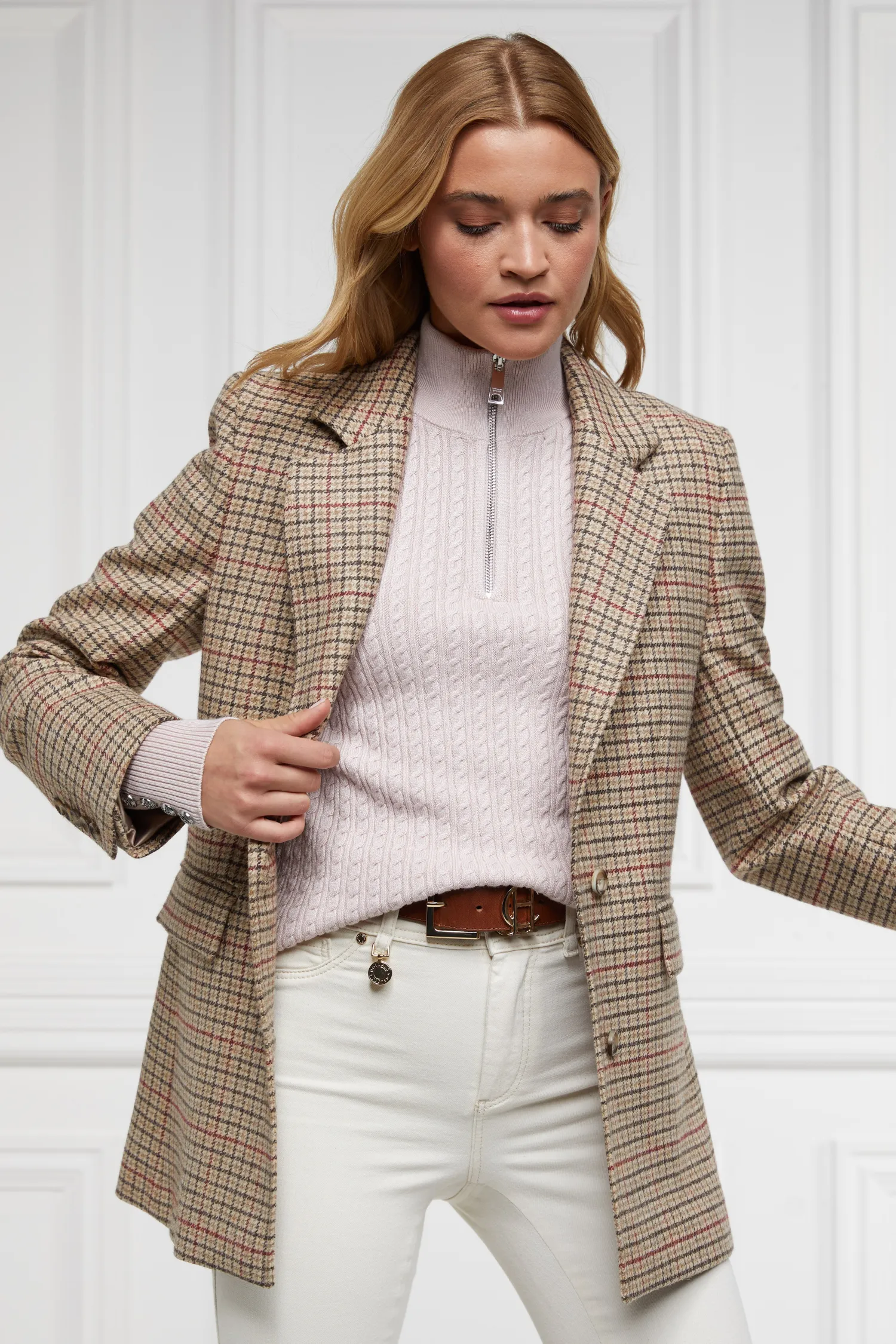 Clearance Ava Quarter Zip Knit (Soft Pink) Women Knitwear