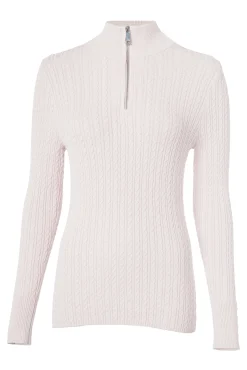 Clearance Ava Quarter Zip Knit (Soft Pink) Women Knitwear