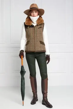 Outlet Aviator Gilet (Hailes Green Tweed) Women Gilets|Tailoring