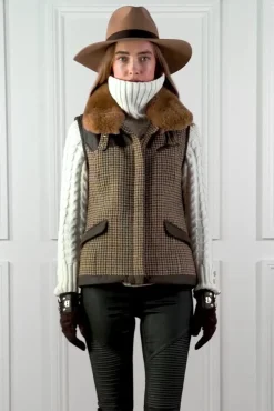 Outlet Aviator Gilet (Hailes Green Tweed) Women Gilets|Tailoring
