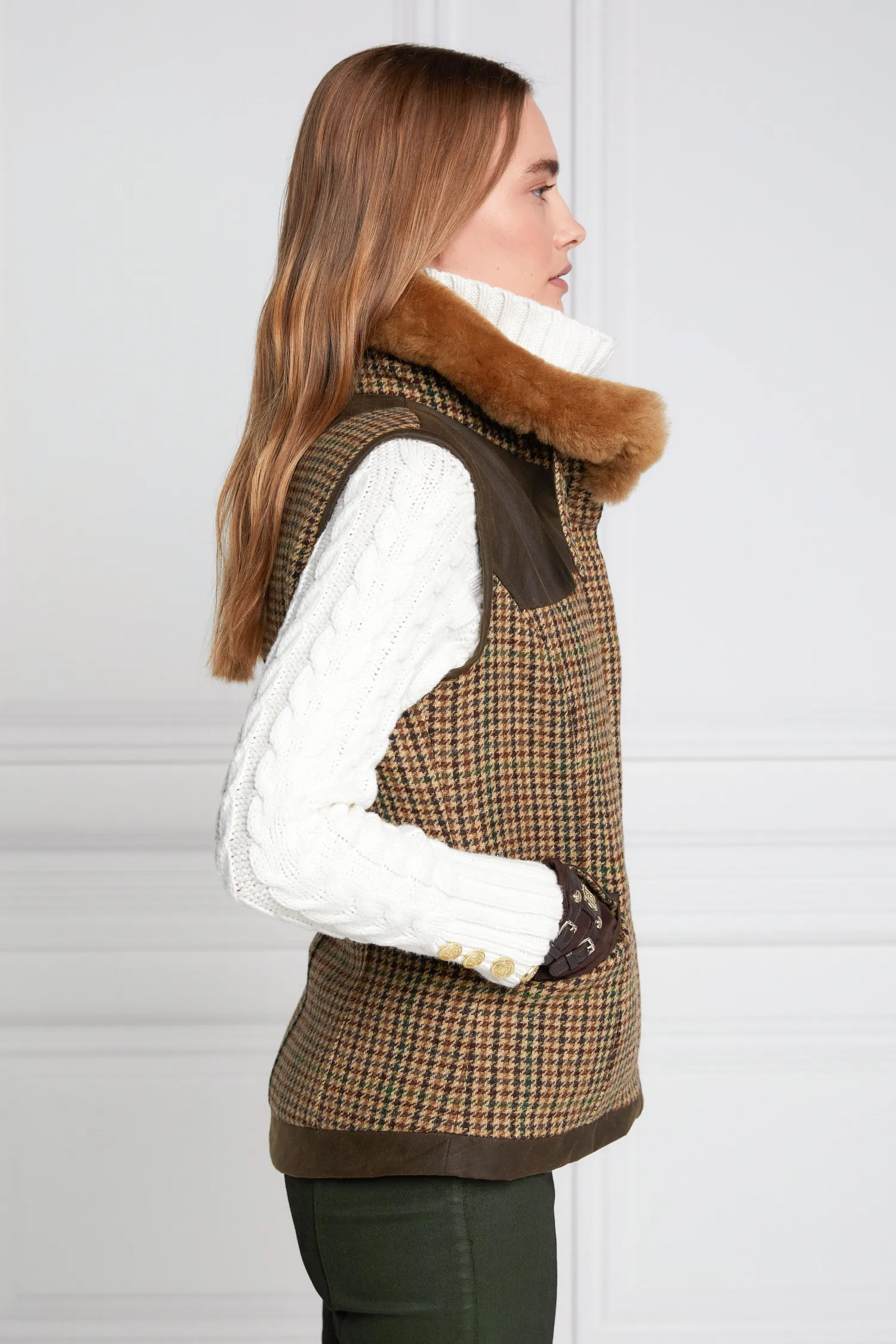 Outlet Aviator Gilet (Hailes Green Tweed) Women Gilets|Tailoring