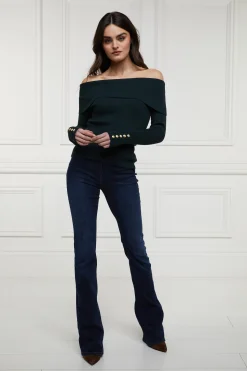 Clearance Bardot Knit (Deep Emerald) Women Tops|Knitwear
