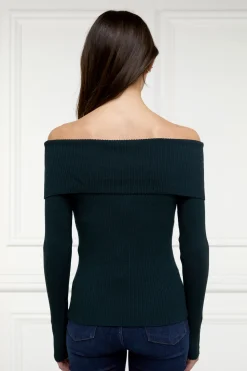 Clearance Bardot Knit (Deep Emerald) Women Tops|Knitwear