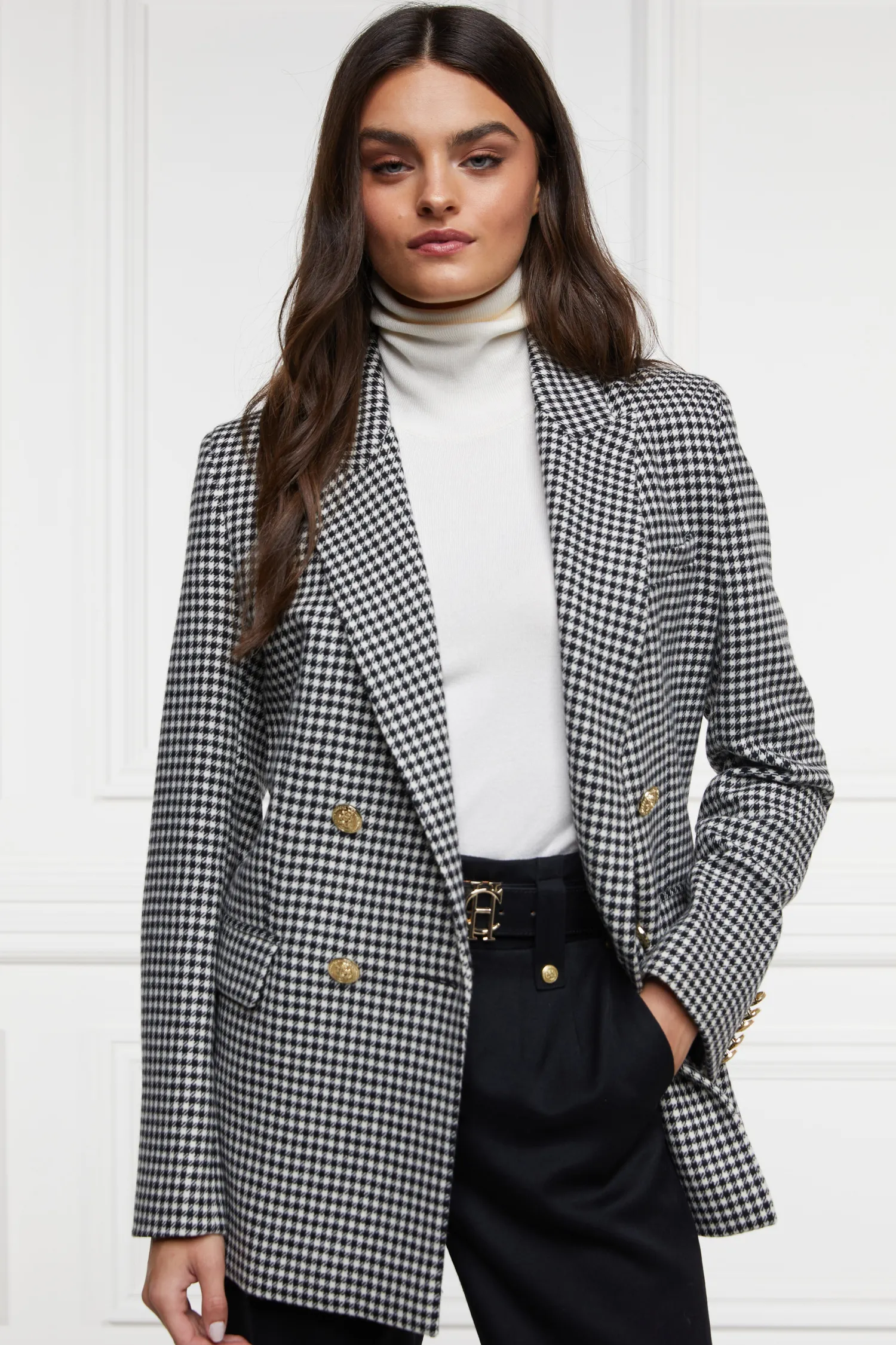 New Belgravia Blazer (Black & White Puppy Tooth) Women Blazers|Tailoring