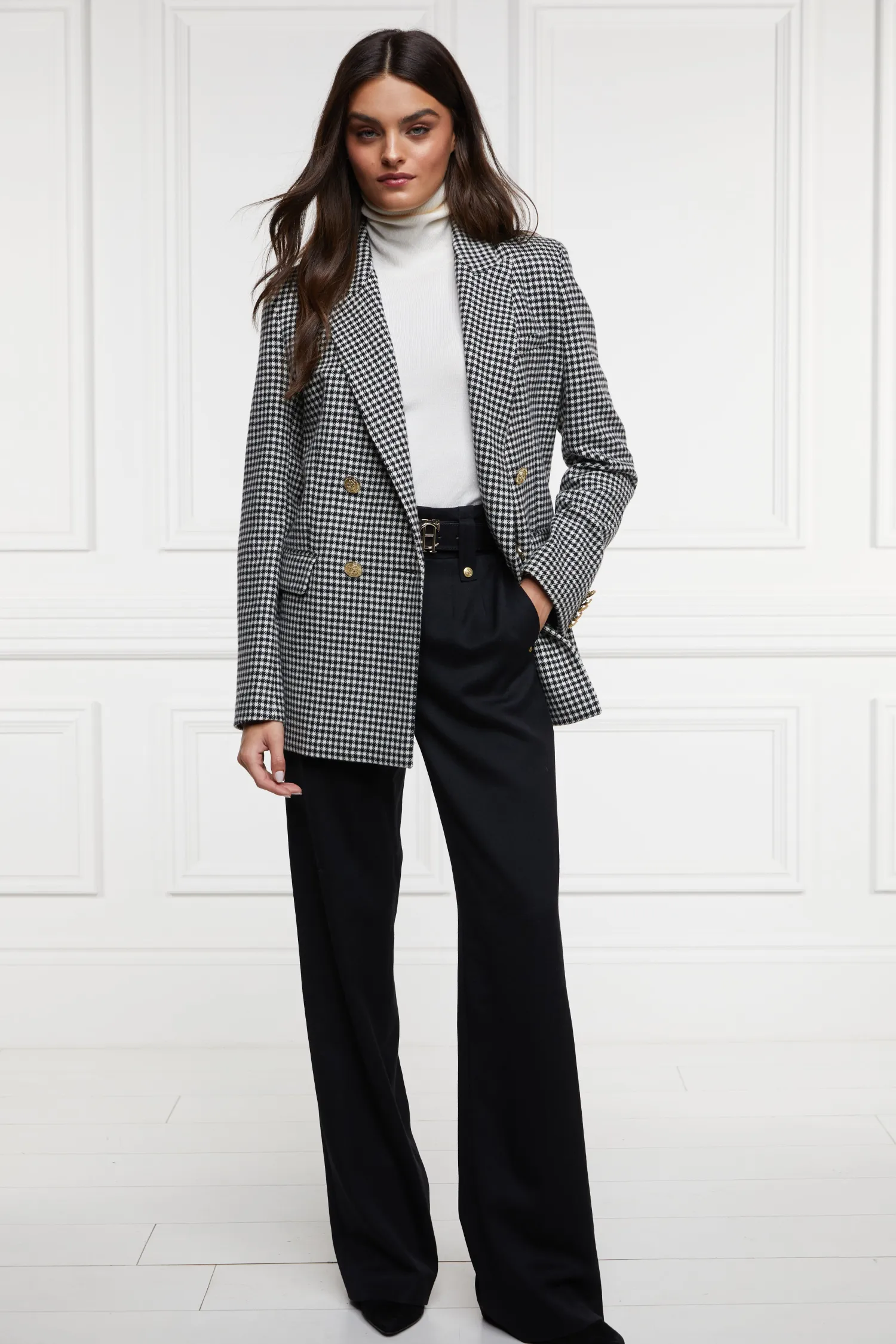 New Belgravia Blazer (Black & White Puppy Tooth) Women Blazers|Tailoring