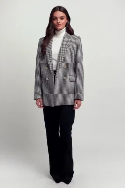 New Belgravia Blazer (Black & White Puppy Tooth) Women Blazers|Tailoring
