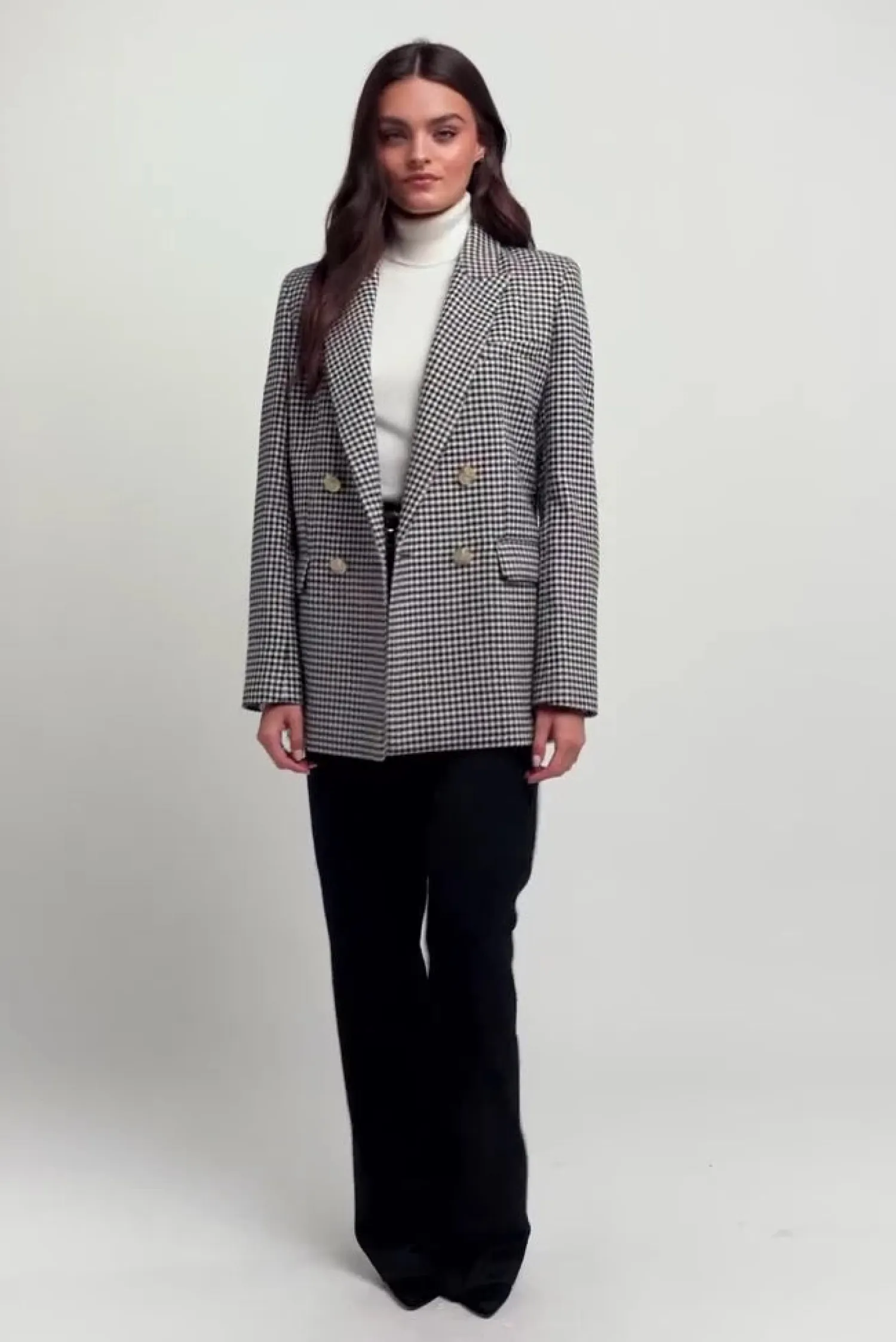 New Belgravia Blazer (Black & White Puppy Tooth) Women Blazers|Tailoring