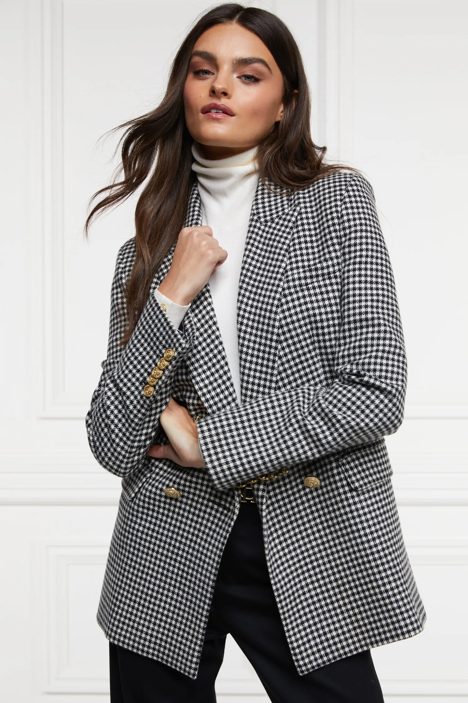New Belgravia Blazer (Black & White Puppy Tooth) Women Blazers|Tailoring