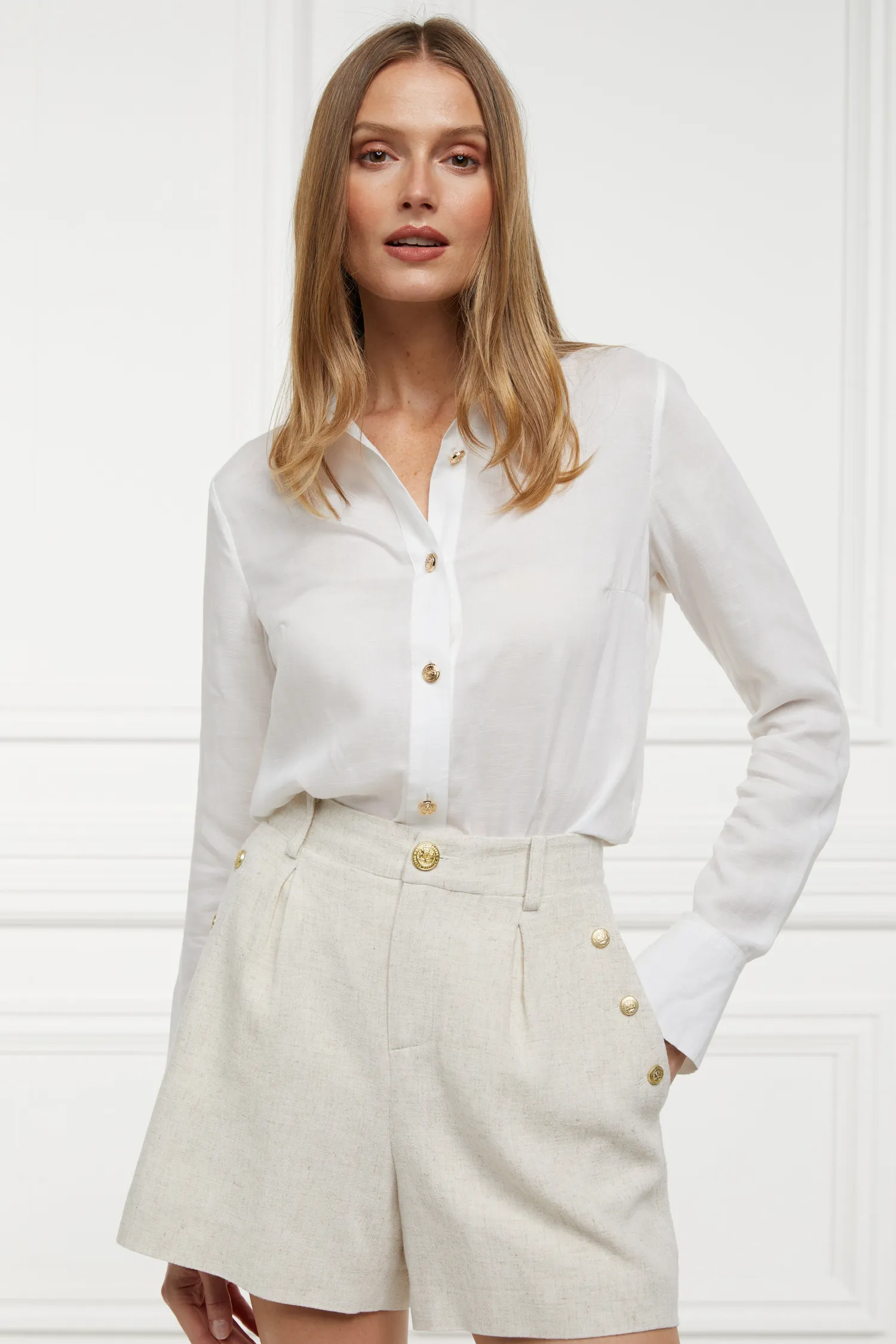 Clearance Belgravia Tailored Short (Natural Linen) Women Shorts|Tailoring