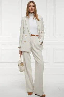 New Belgravia Wide Leg Trouser (Natural Linen) Women Trousers|Tailoring