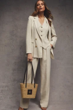 New Belgravia Wide Leg Trouser (Natural Linen) Women Trousers|Tailoring