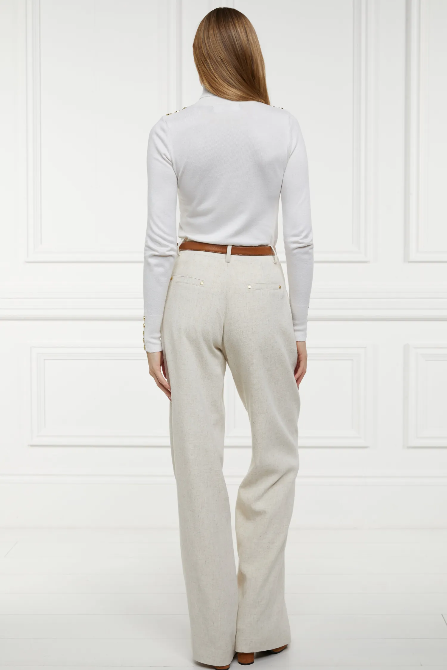 New Belgravia Wide Leg Trouser (Natural Linen) Women Trousers|Tailoring