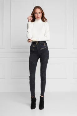 Sale Biker Jean (Washed Black) Women Jeans