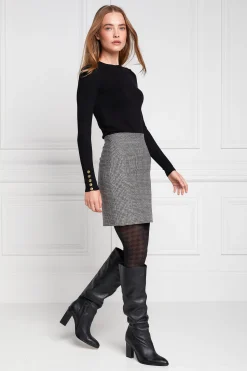 Hot Buttoned Knit Crew Neck Women Knitwear