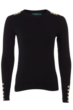 Hot Buttoned Knit Crew Neck Women Knitwear