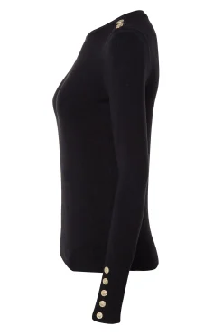 Hot Buttoned Knit Crew Neck Women Knitwear