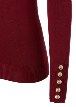 Hot Buttoned Knit Crew Neck Women Knitwear