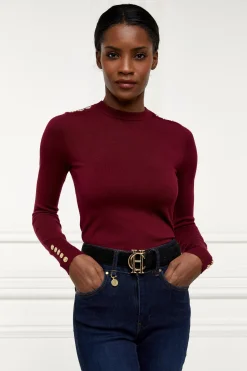 Hot Buttoned Knit Crew Neck Women Knitwear