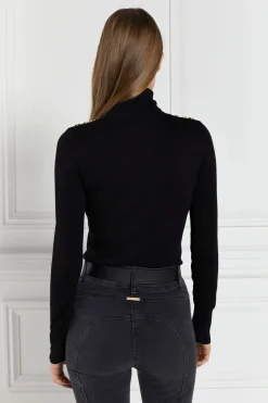 Outlet Buttoned Knit Roll Neck Women Knitwear