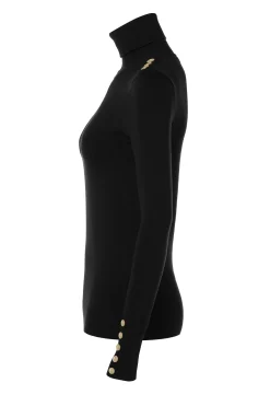 Outlet Buttoned Knit Roll Neck Women Knitwear