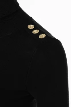 Outlet Buttoned Knit Roll Neck Women Knitwear