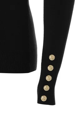 Outlet Buttoned Knit Roll Neck Women Knitwear