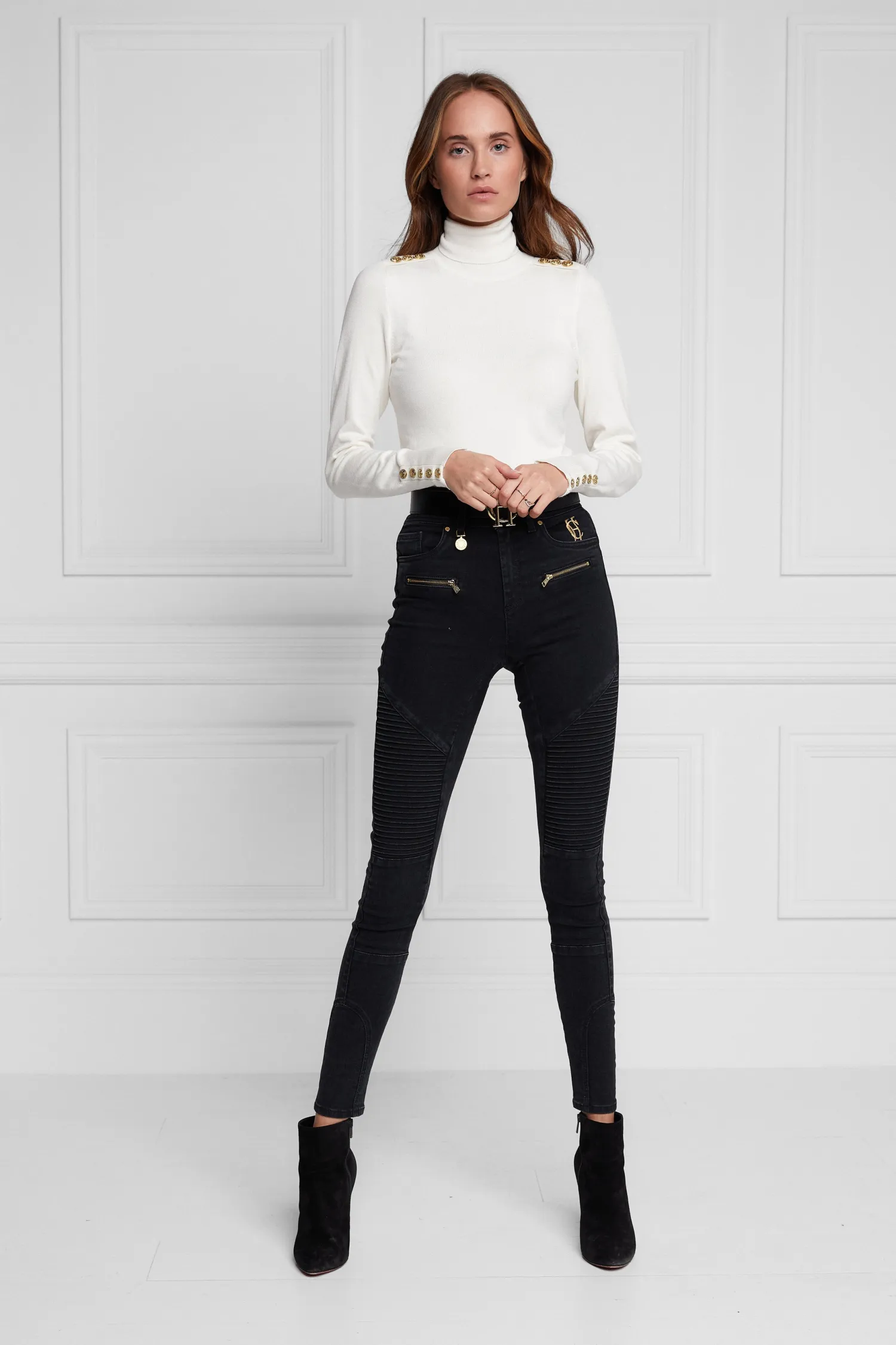 Clearance Buttoned Knit Roll Neck Women Knitwear