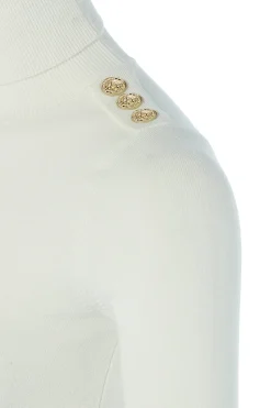 Clearance Buttoned Knit Roll Neck Women Knitwear