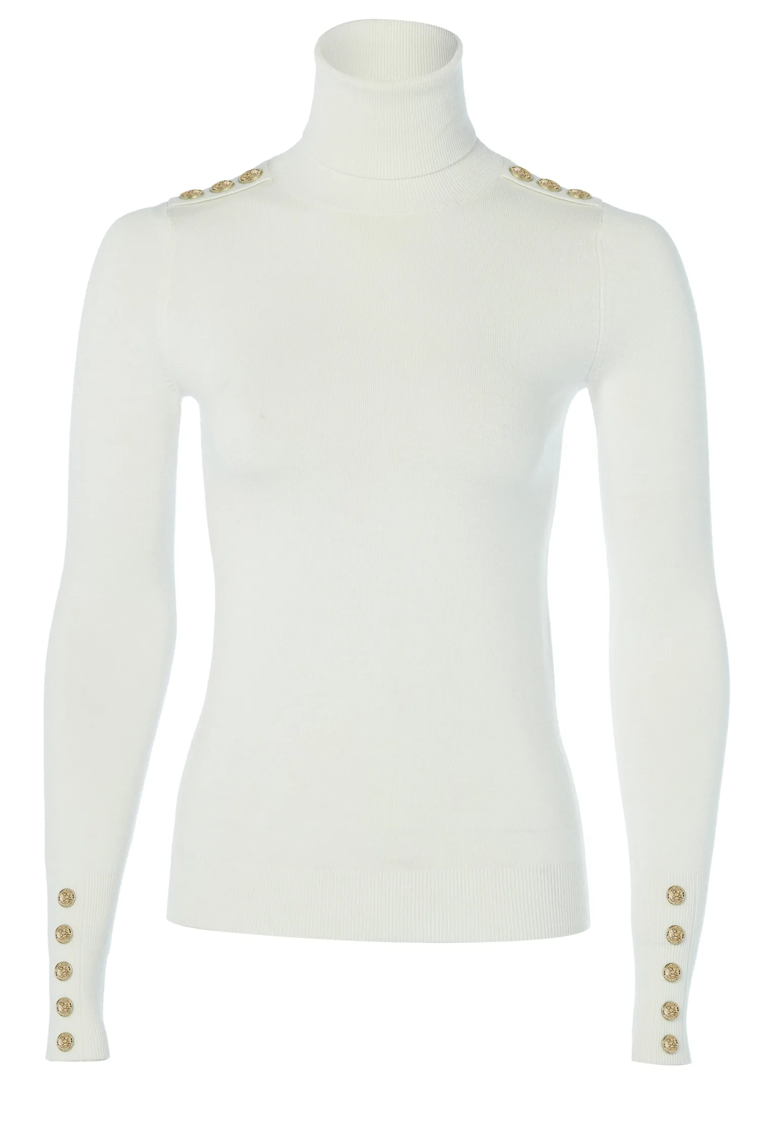 Clearance Buttoned Knit Roll Neck Women Knitwear