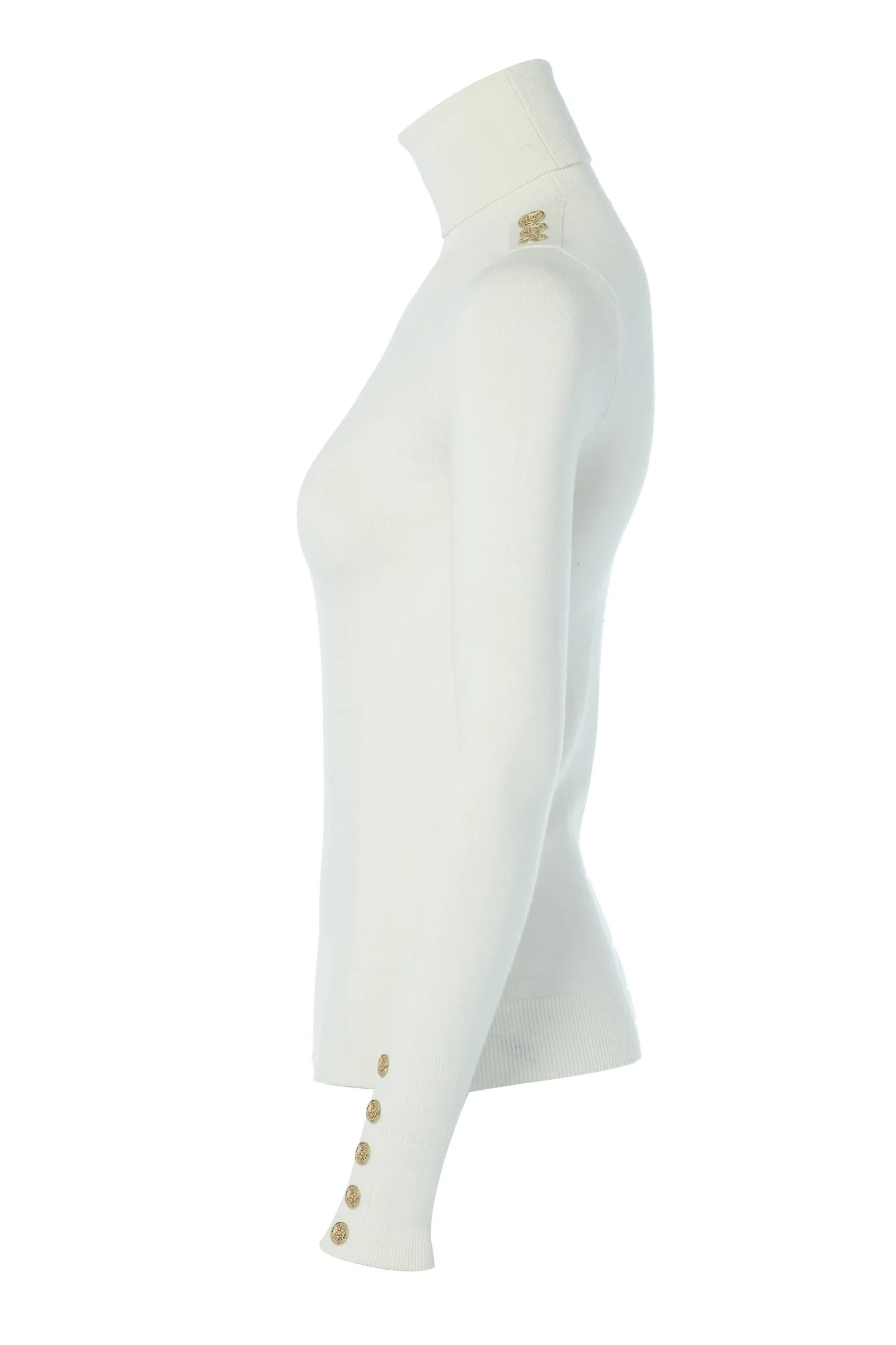 Clearance Buttoned Knit Roll Neck Women Knitwear