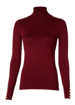Clearance Buttoned Knit Roll Neck Women Knitwear