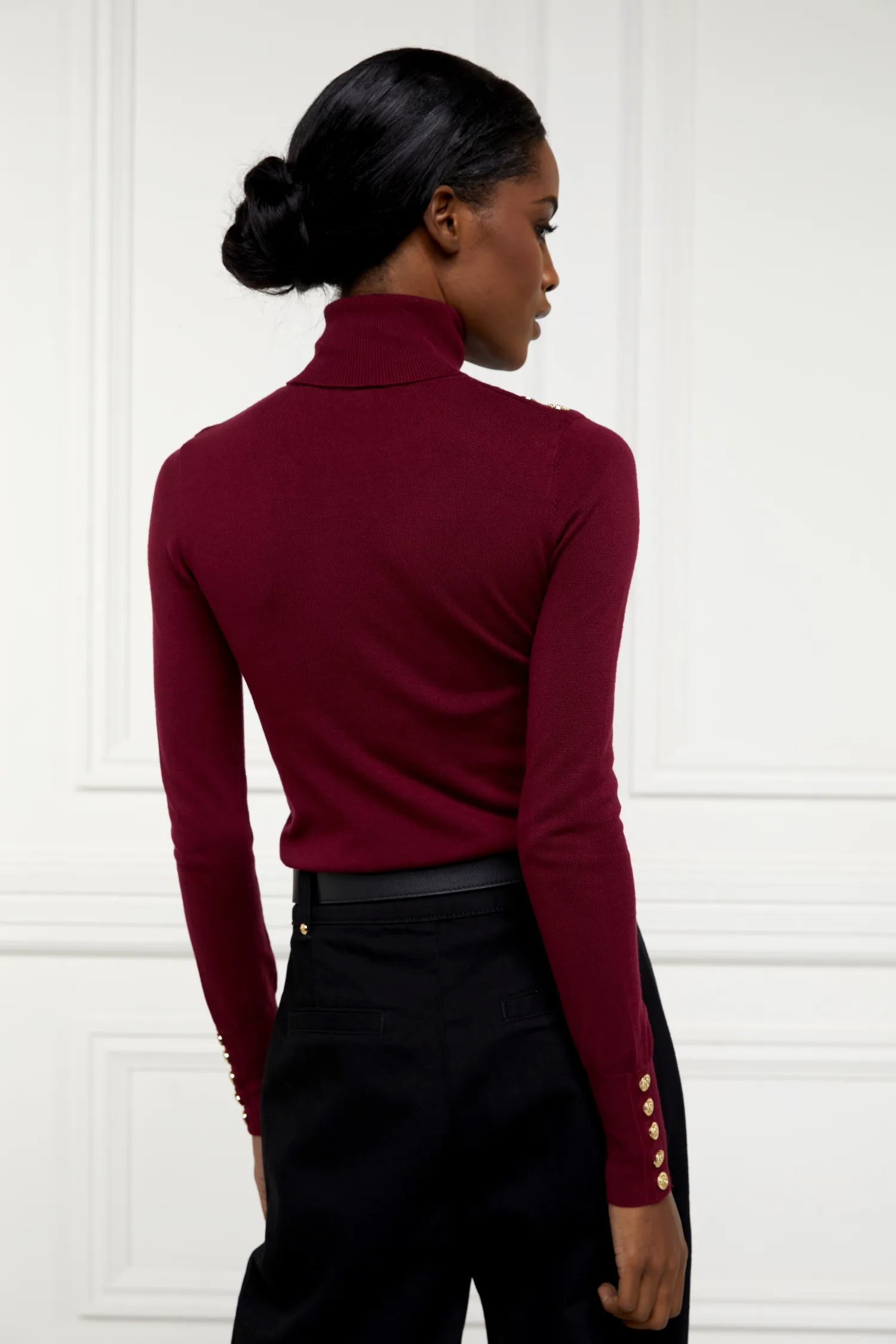 Clearance Buttoned Knit Roll Neck Women Knitwear