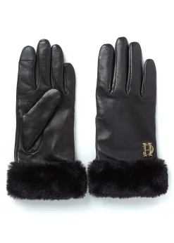 Sale Cashmere Lined Faux Trim Leather Gloves Women Gloves|Gloves