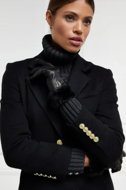 Sale Cashmere Lined Faux Trim Leather Gloves Women Gloves|Gloves