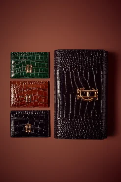 Clearance Chelsea Card Holder (Black Croc) Women Small Leather Goods|Small Leather Goods