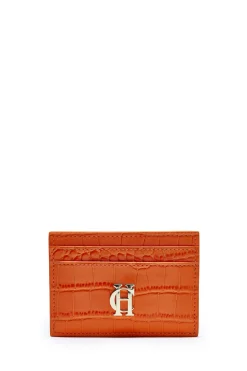 Online Chelsea Card Holder (Orange Croc) Women Small Leather Goods|Small Leather Goods