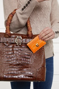 Online Chelsea Card Holder (Orange Croc) Women Small Leather Goods|Small Leather Goods